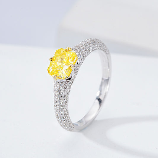 Radiant Cut Yellow Diamond Pavé Band Ring