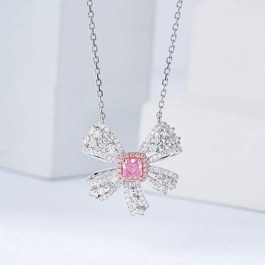 Cushion Cut Pink Diamond Designer Pendant in 18K White Gold