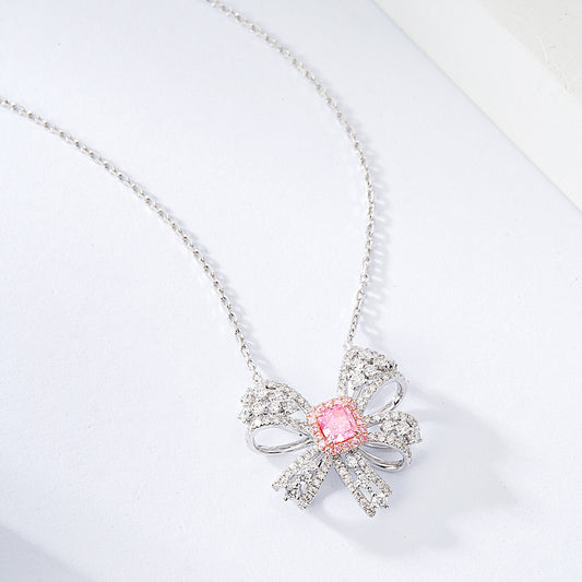 Cushion Cut Pink Diamond Designer Pendant in 18K White Gold