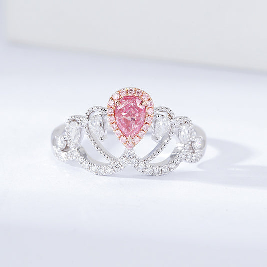 Pear Shaped Pink Diamond Crown Inspired Ring