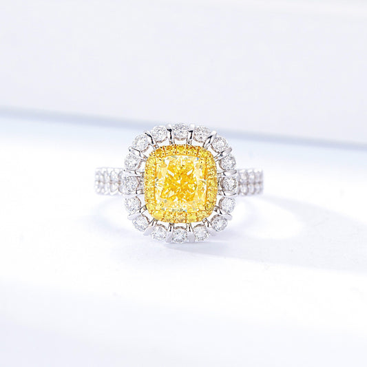 Cushion Cut Yellow Diamond Engagement Rings