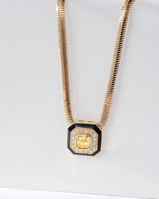 Cushion Cut Yellow Diamond Snake Chain Bracelets in 18K Yellow Gold