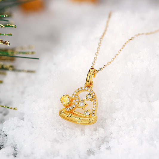 Yellow Diamond Christmas Hat Pendant in 18K Yellow Gold