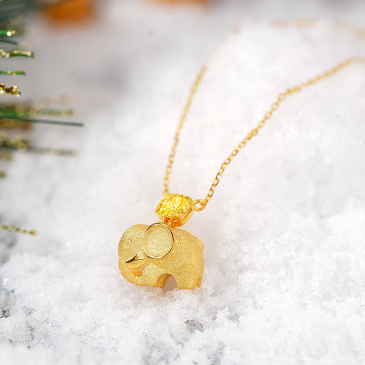 Yellow Diamond Christmas 3D Elephant Pendant in 18K Yellow Gold