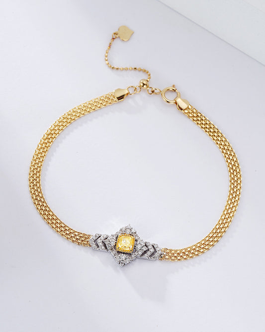 Cushion Cut Yellow Diamond Bracelet in 18K Yellow Gold