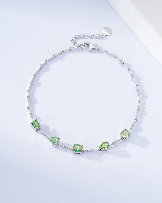 Multi-Shape Green Diamond Composite Bracelet in 18K White Gold
