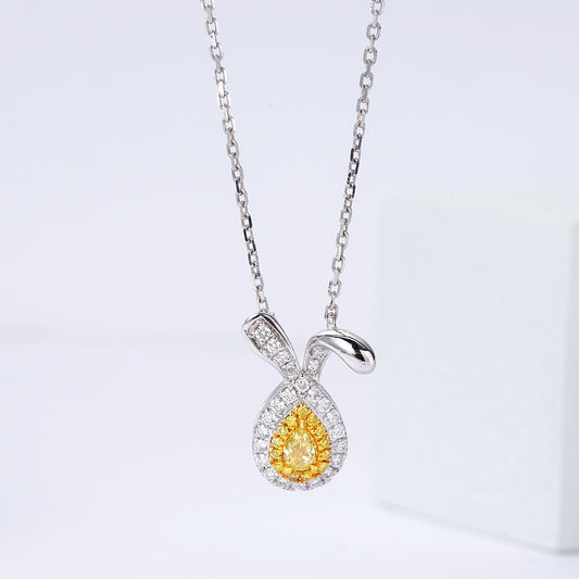 Pear Shaped Yellow Diamond Bunny Pendant