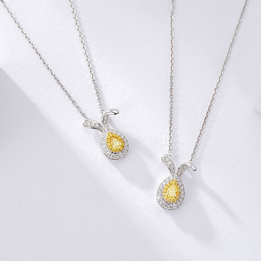 Pear Shaped Yellow Diamond Bunny Pendant