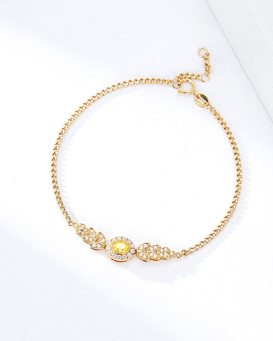 Oval Cut Yellow Diamond Curb Chain Bracelet in 18K Yellow Gold