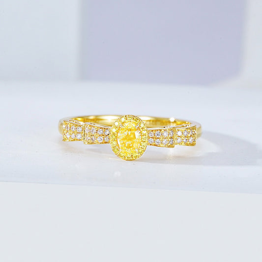Oval Cut Yellow Diamond Vintage Engagement Ring in Yellow Gold