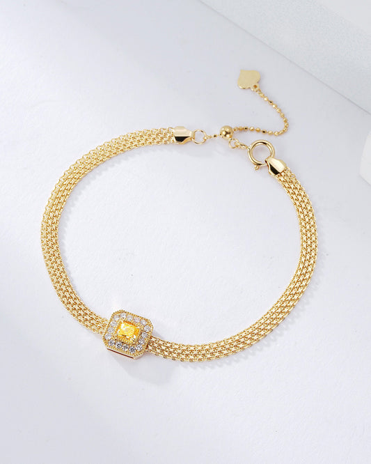 Cushion Cut Yellow Diamond Braided Bracelet in 18K Yellow Diamond