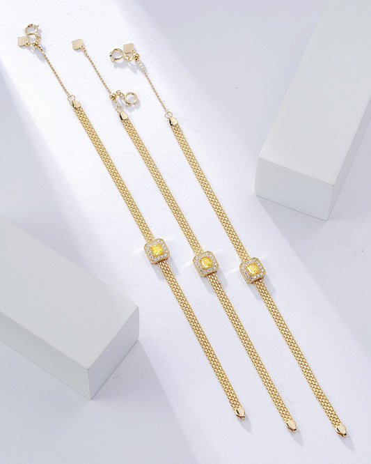 Cushion Cut Yellow Diamond Braided Bracelet in 18K Yellow Diamond