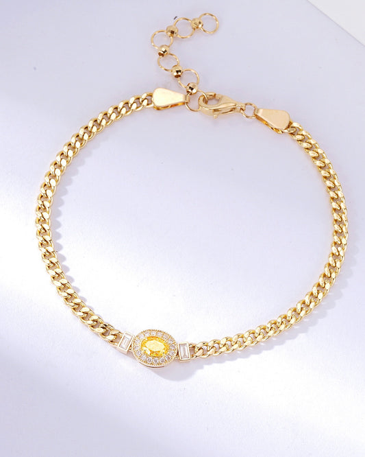 Oval Cut Yellow Diamond Miami Cuban Bracelet in 18K Yellow Gold