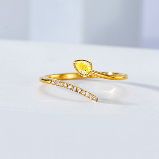 Pear Shaped Yellow Diamond Serpentine Design Ring