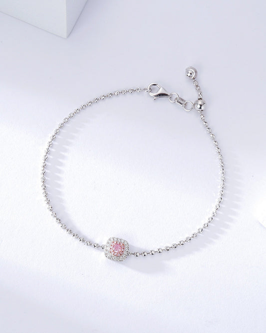 Pink Diamond Chain Bracelet in 18K White Gold