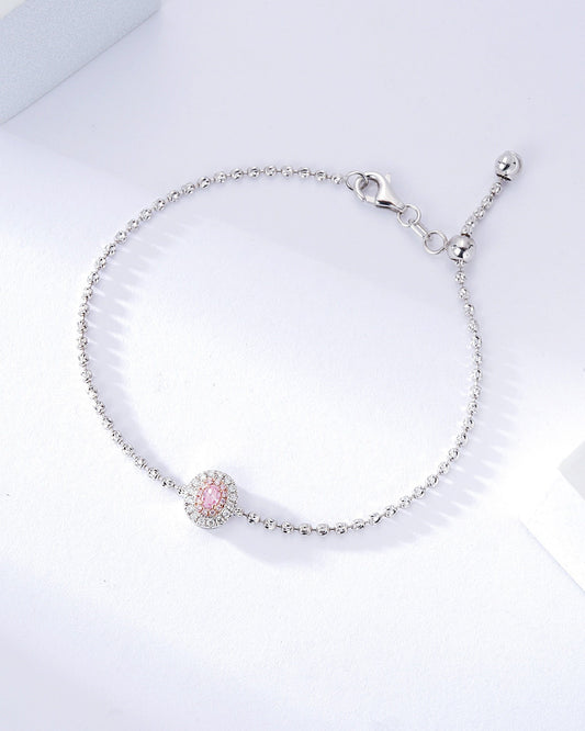 Pink Diamond Chain Bracelet in 18K White Gold