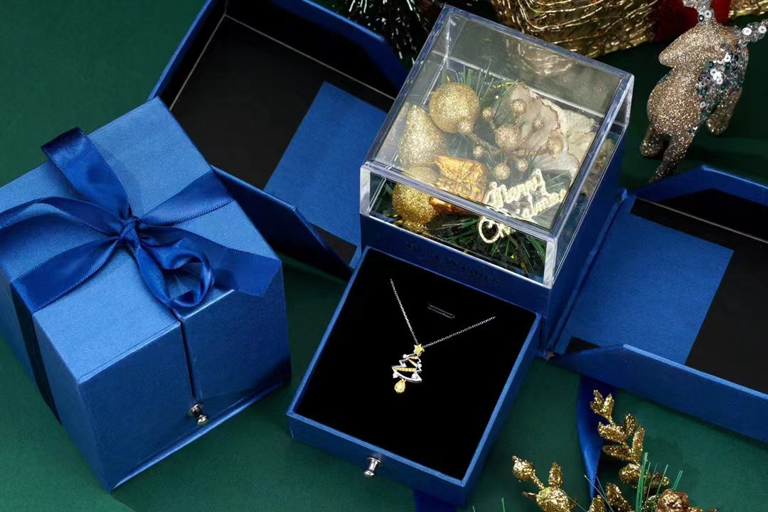 Christmas Starlight Yellow Diamond Christmas Tree Pendant in 18K Gold -In-Box Display