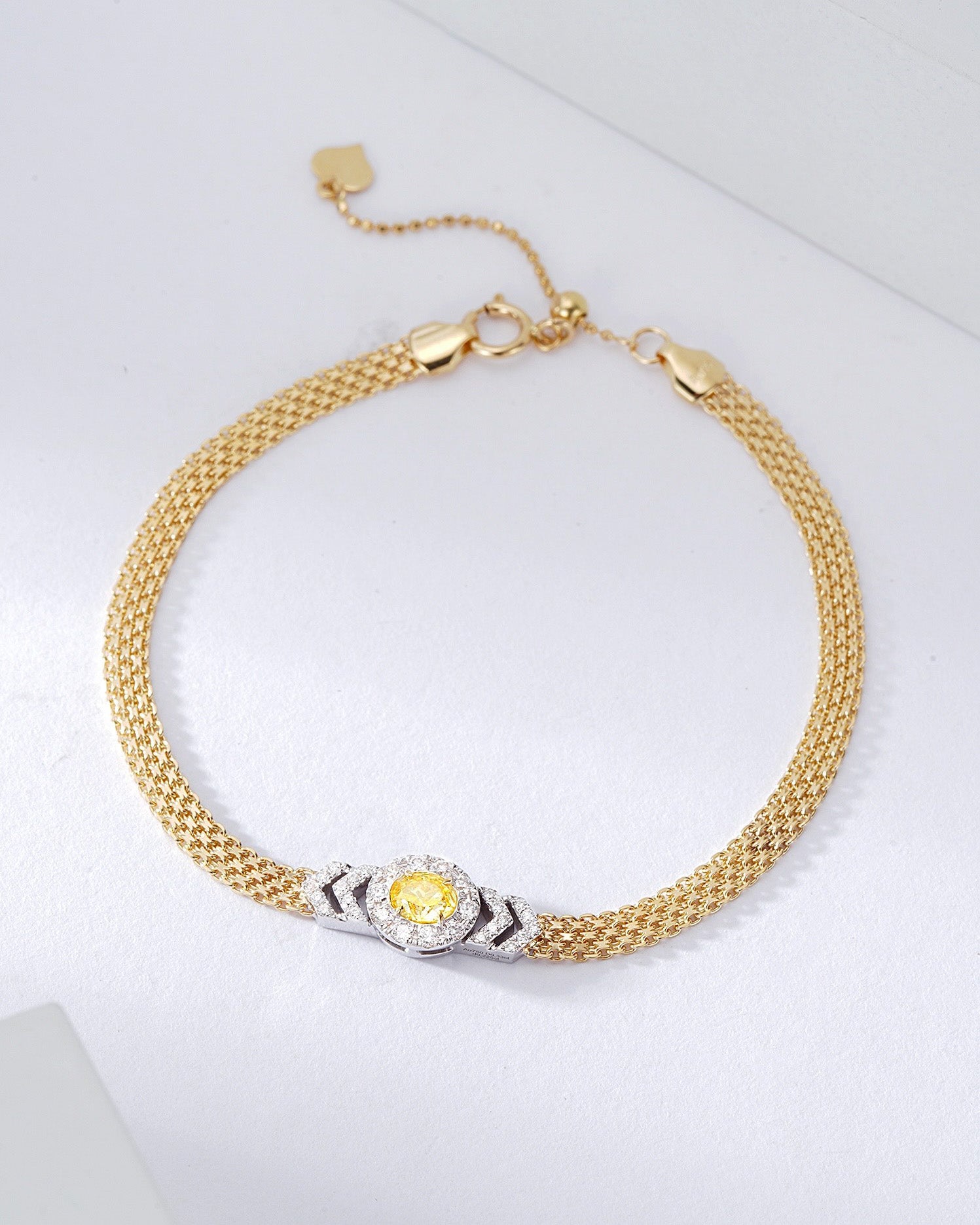 Oval Cut Yellow Diamond Bracelet in 18K Yellow Gold -Front View