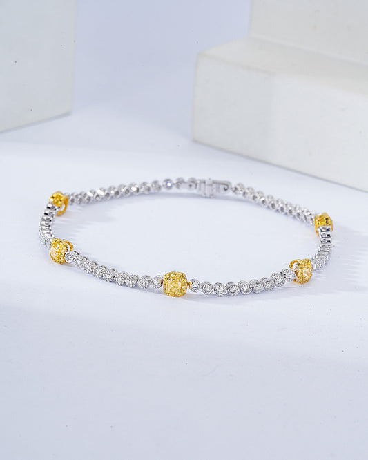 Cushion Cut Yellow Diamond Bracelet