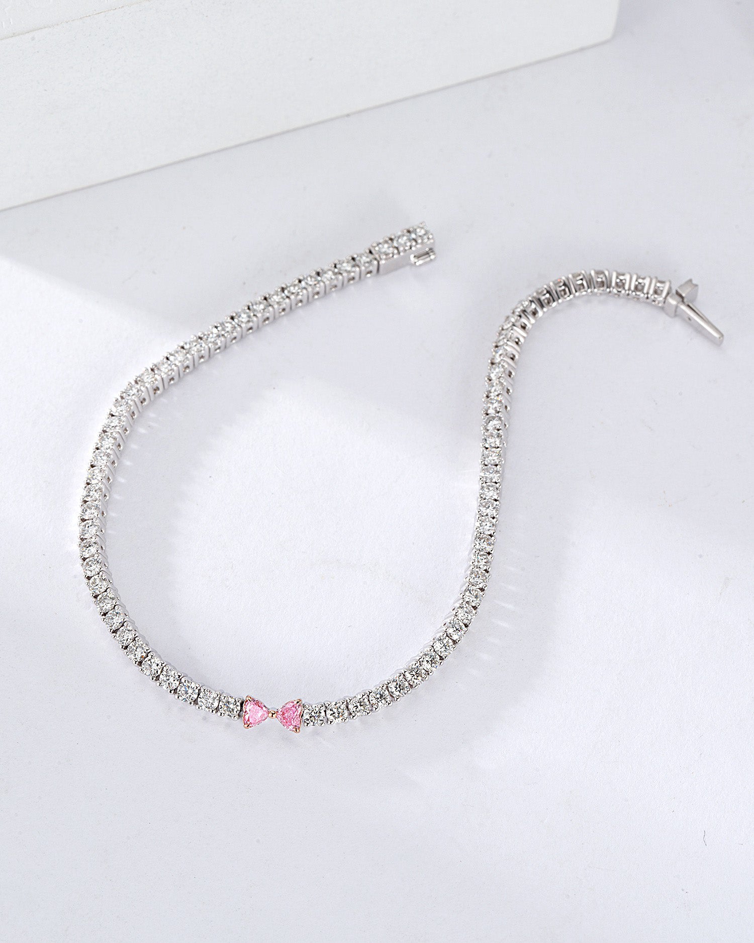 Four Prong Tennis Bracelet in 18K White Gold -Side Angle