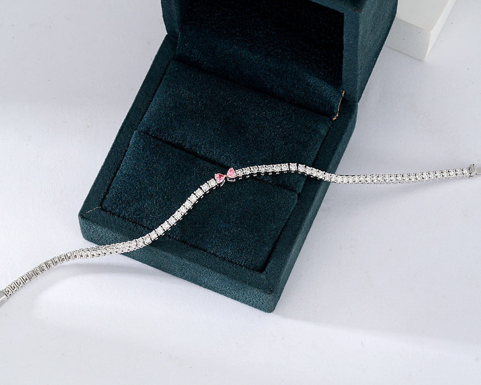 Four Prong Tennis Bracelet in 18K White Gold -Perspective Close-up